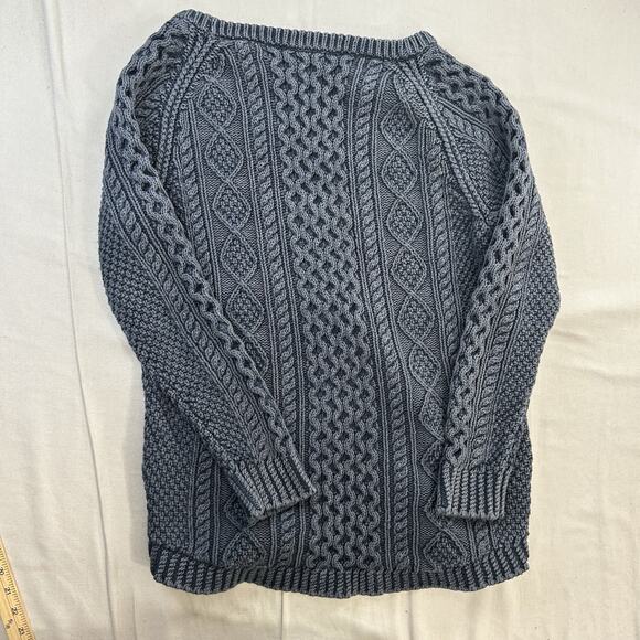 LL Bean Women's Signature Cotton Fisherman Tunic Sweater Large Washed Blue M - Picture 4 of 7